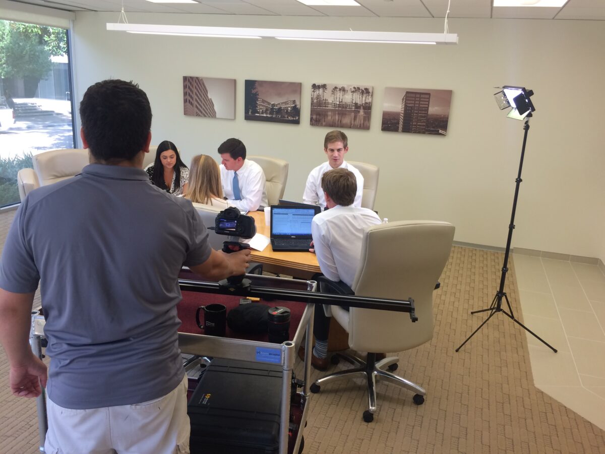 Behind the scenes at Cut To Create's video production shoot for Stream Realty in Houston, Texas