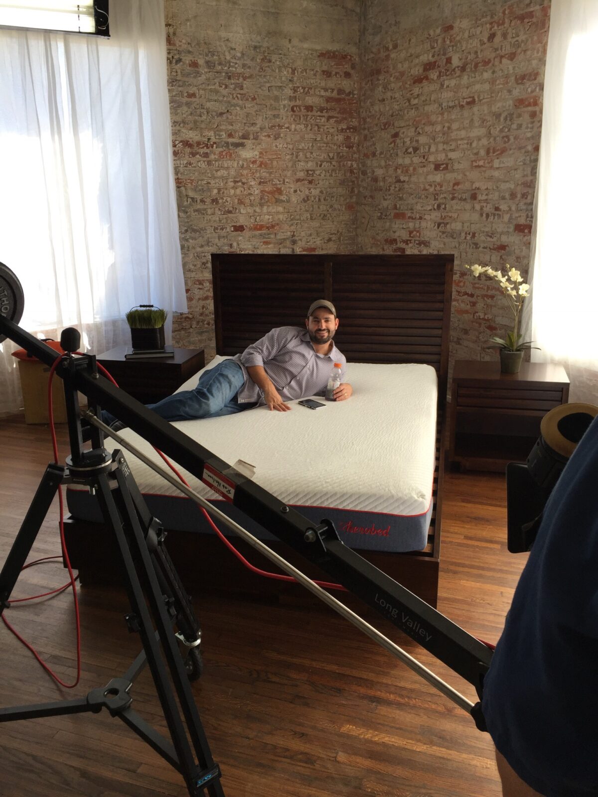 Behind the scenes photo from promotional video by Cut To Create Corporate Video Production based in Houston, Texas for Herobed and Camp Blessing.