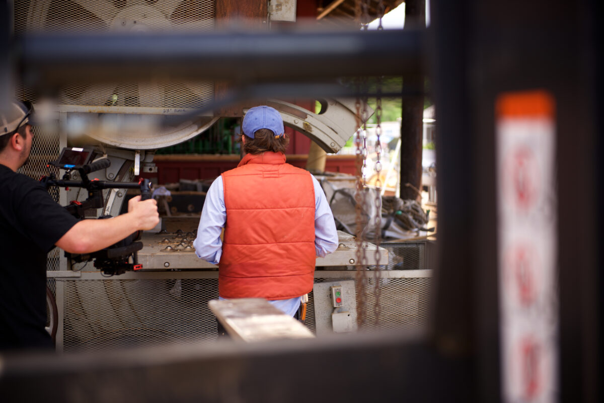 Behind the scenes for Cut To Create's video production shoot for Cat Lift Trucks