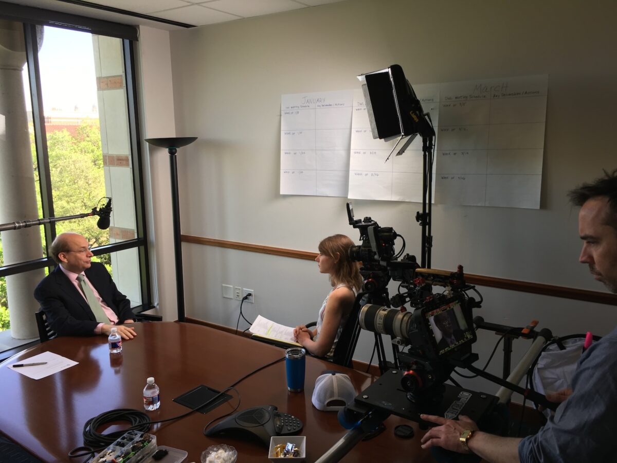 Behind the scenes for Cut To Create's video production for Rice University's Doerr Institute for New Leaders