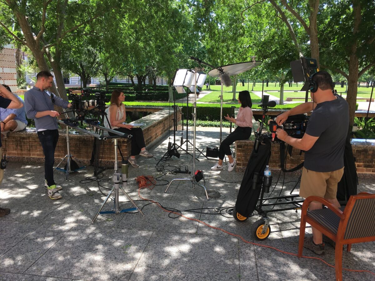 Behind the scenes for Cut To Create's video production for Rice University's Doerr Institute for New Leaders