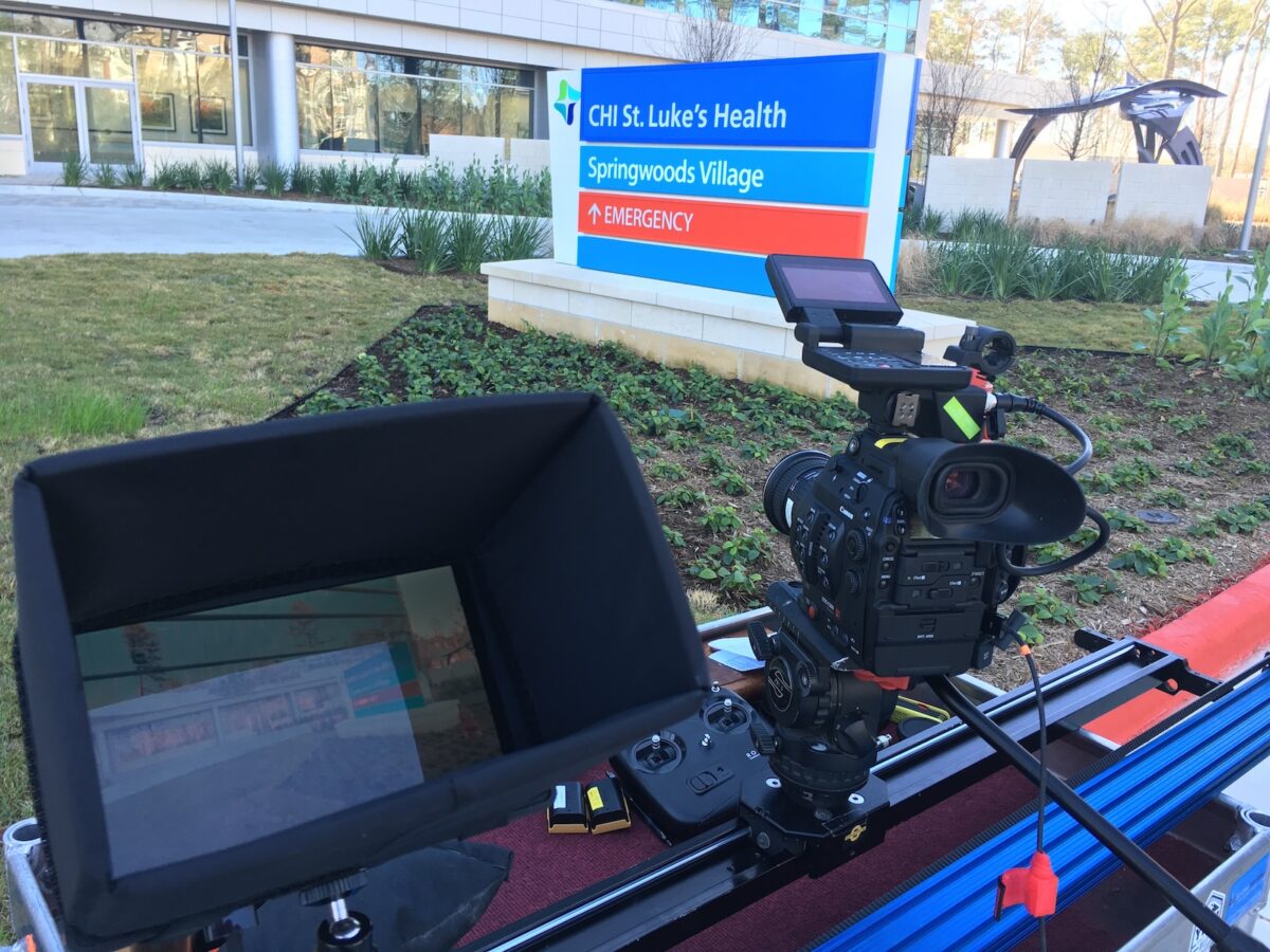 Behind the scenes at Cut To Create's video production for Tellepsen Construction in Houston, Texas