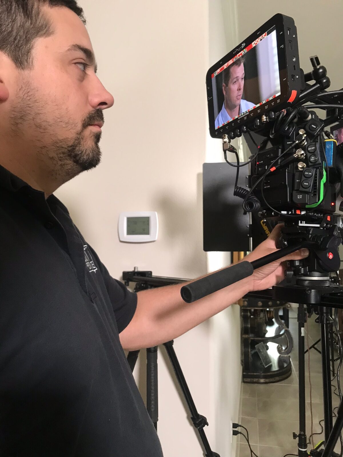 Behind the scenes from a package of client testimonial videos for The Allshouse Group in Houston, Texas, produced by Cut To Create Corporate Video Production