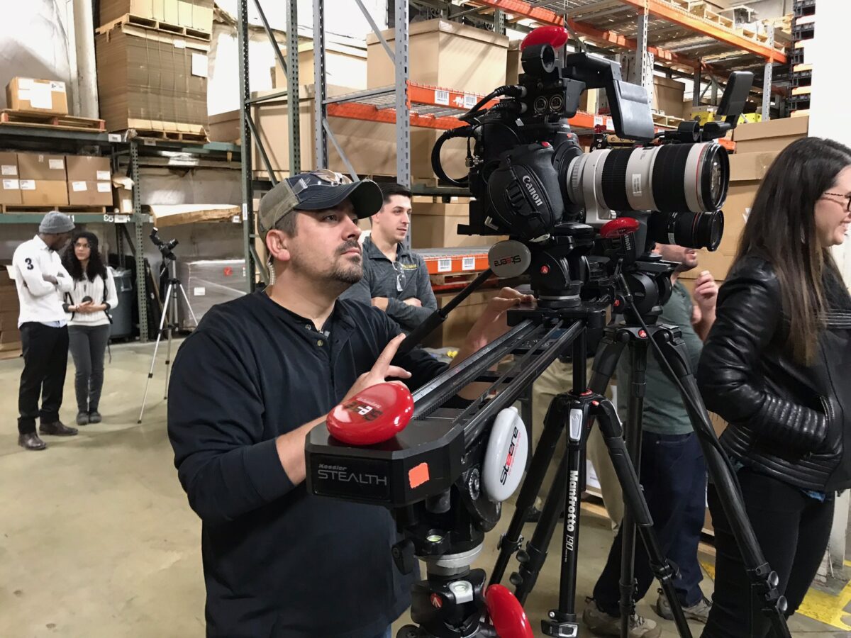 Behind the scenes for Cut To Create's video production for Mitsubishi Fork Lifts