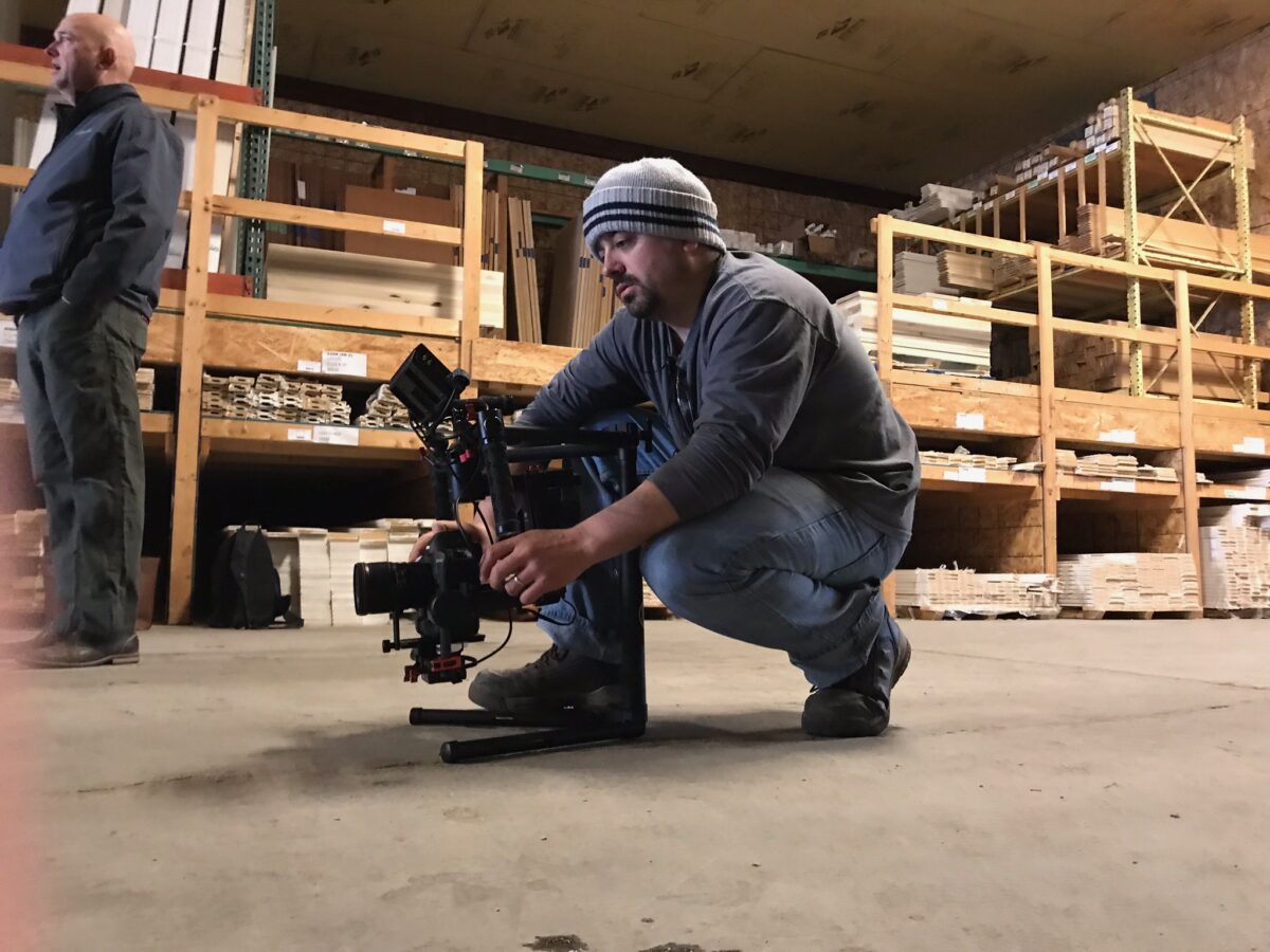 Behind the scenes for Cut To Create's video production shoot for Cat Lift Trucks