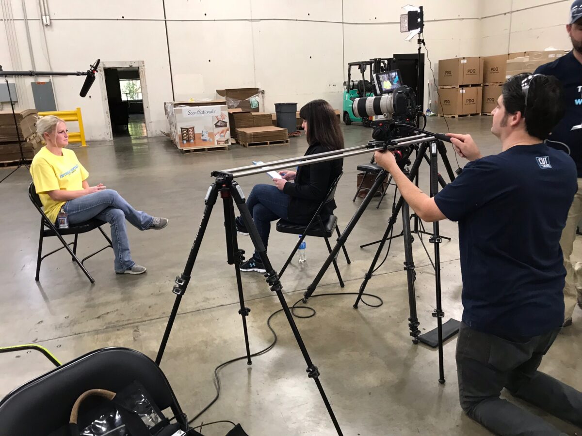 Behind the scenes for Cut To Create's video production for Mitsubishi Fork Lifts