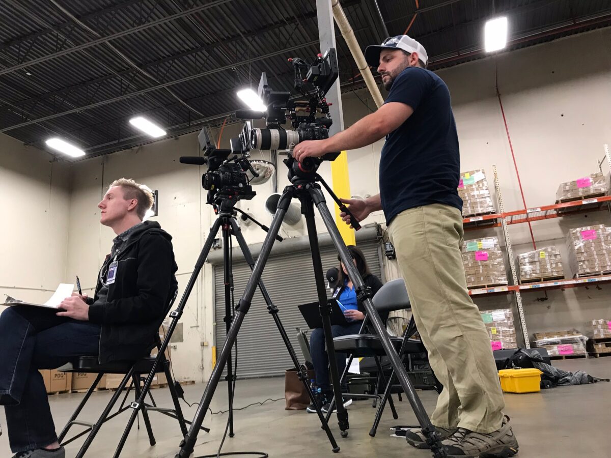 Behind the scenes for Cut To Create's video production for Mitsubishi Fork Lifts