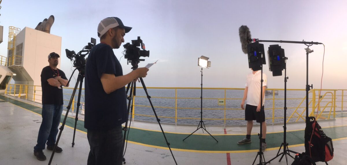 Behind the scenes for Cut To Create's video production for McDermott's Angelin platform BP