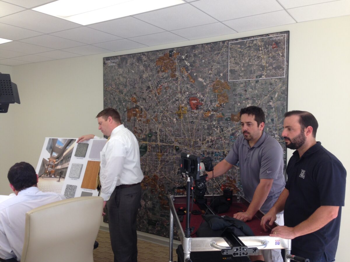 Behind the scenes at Cut To Create's video production shoot for Stream Realty in Houston, Texas