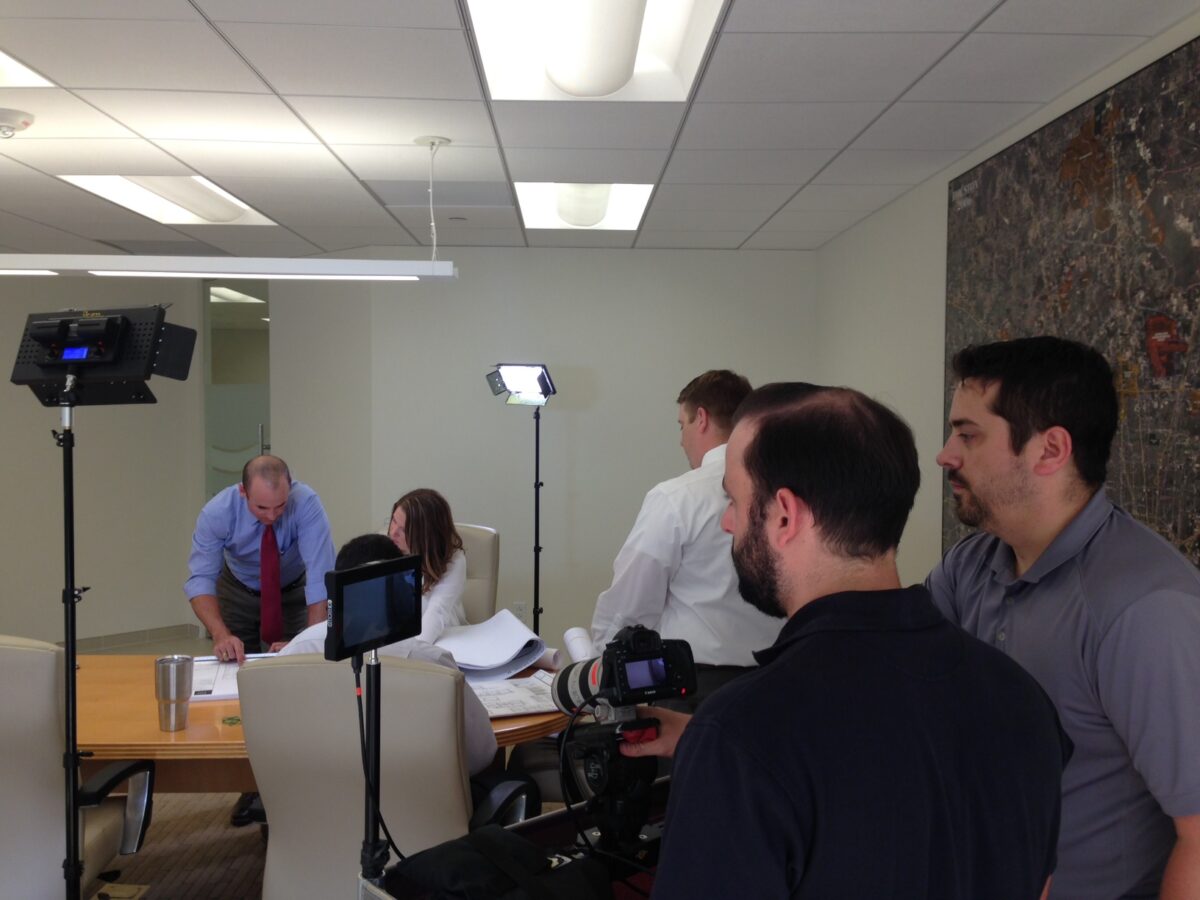 Behind the scenes at Cut To Create's video production shoot for Stream Realty in Houston, Texas