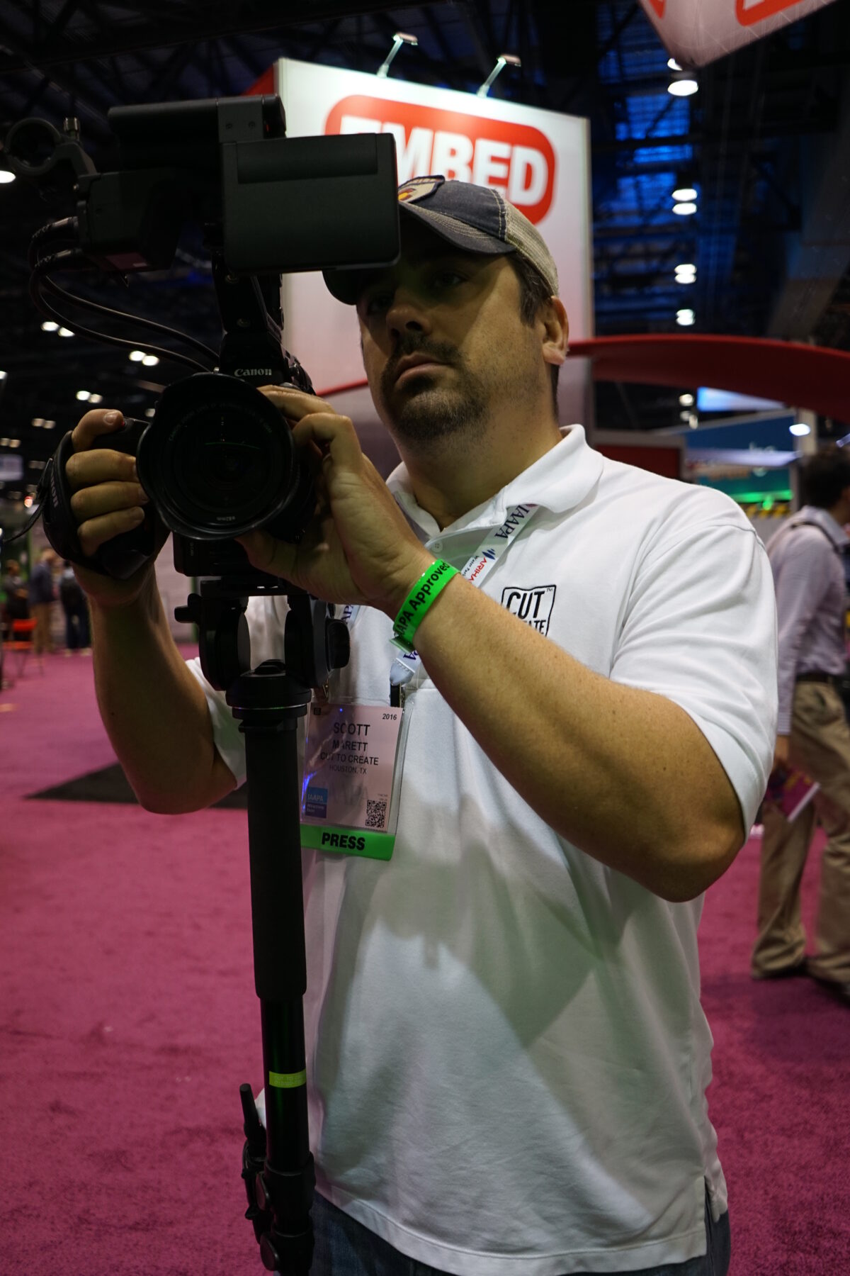 Behind the scenes at Cut to Create's video production for Virtuix at the 2016 IAAPA at Orlando's Convention Center.