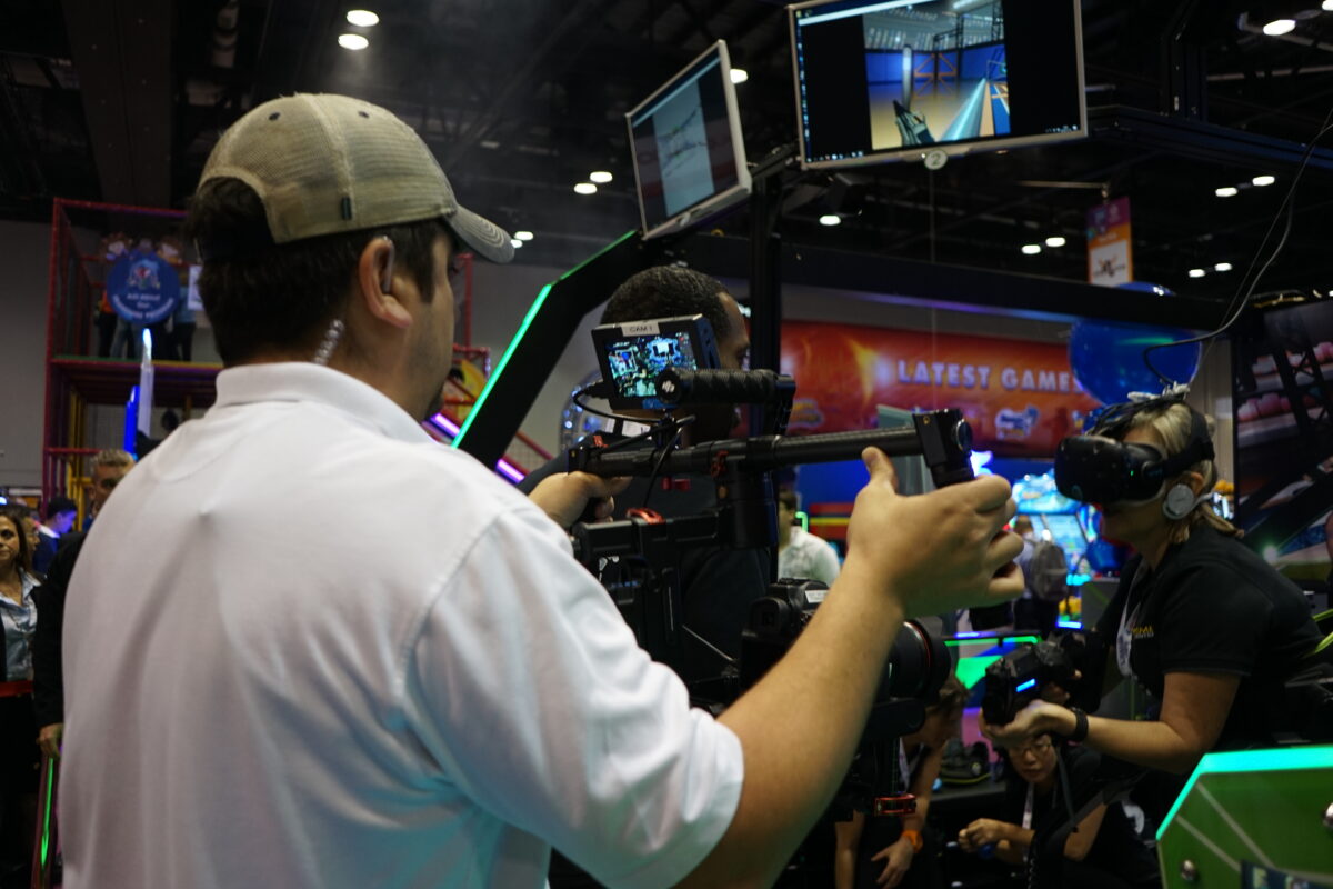 Behind the scenes at Cut to Create's video production for Virtuix at the 2016 IAAPA at Orlando's Convention Center.