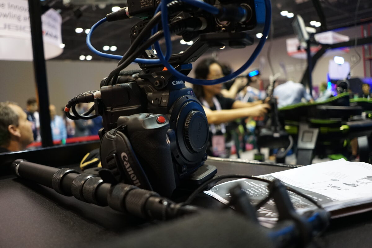 Behind the scenes at Cut to Create's video production for Virtuix at the 2016 IAAPA at Orlando's Convention Center.