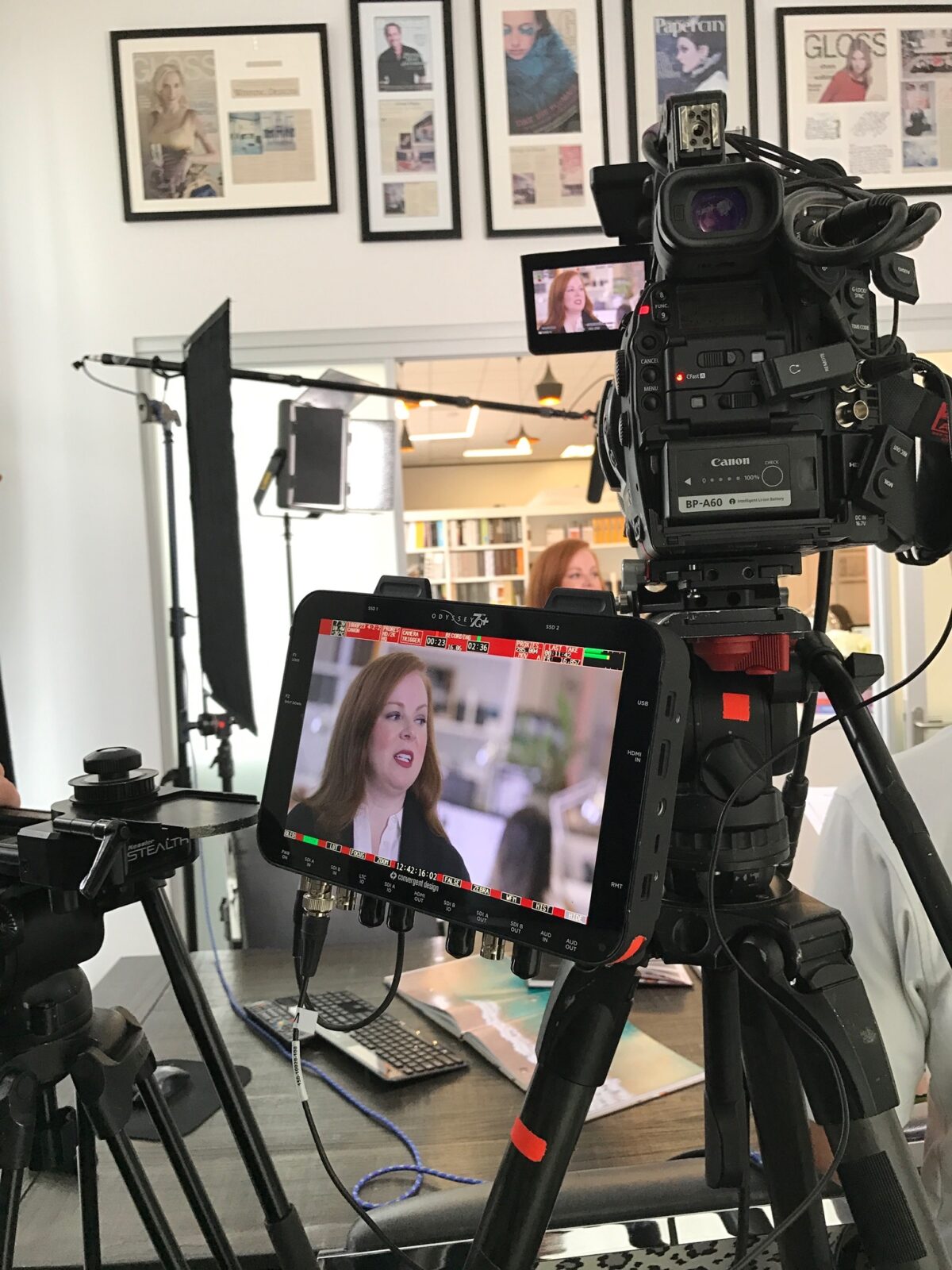 Behind the scenes at Cut To Create's video production shoot for Laura U Interior Design and Vetrazzo.