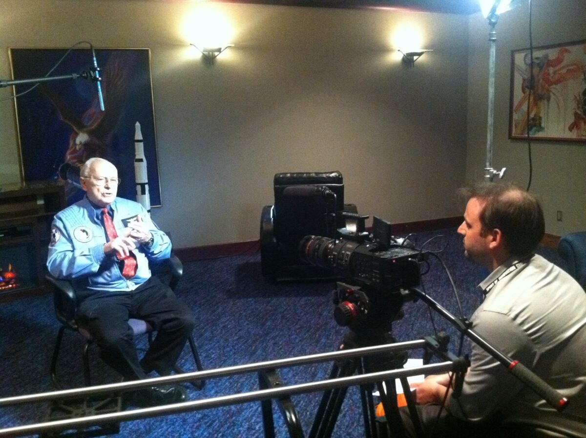 Behind the scenes at Cut To Create's video production shoot for The Conrad Foundation Innovation Summit during our interview with NASA Apollo Astronaut Alan Bean at Johnson Space Center