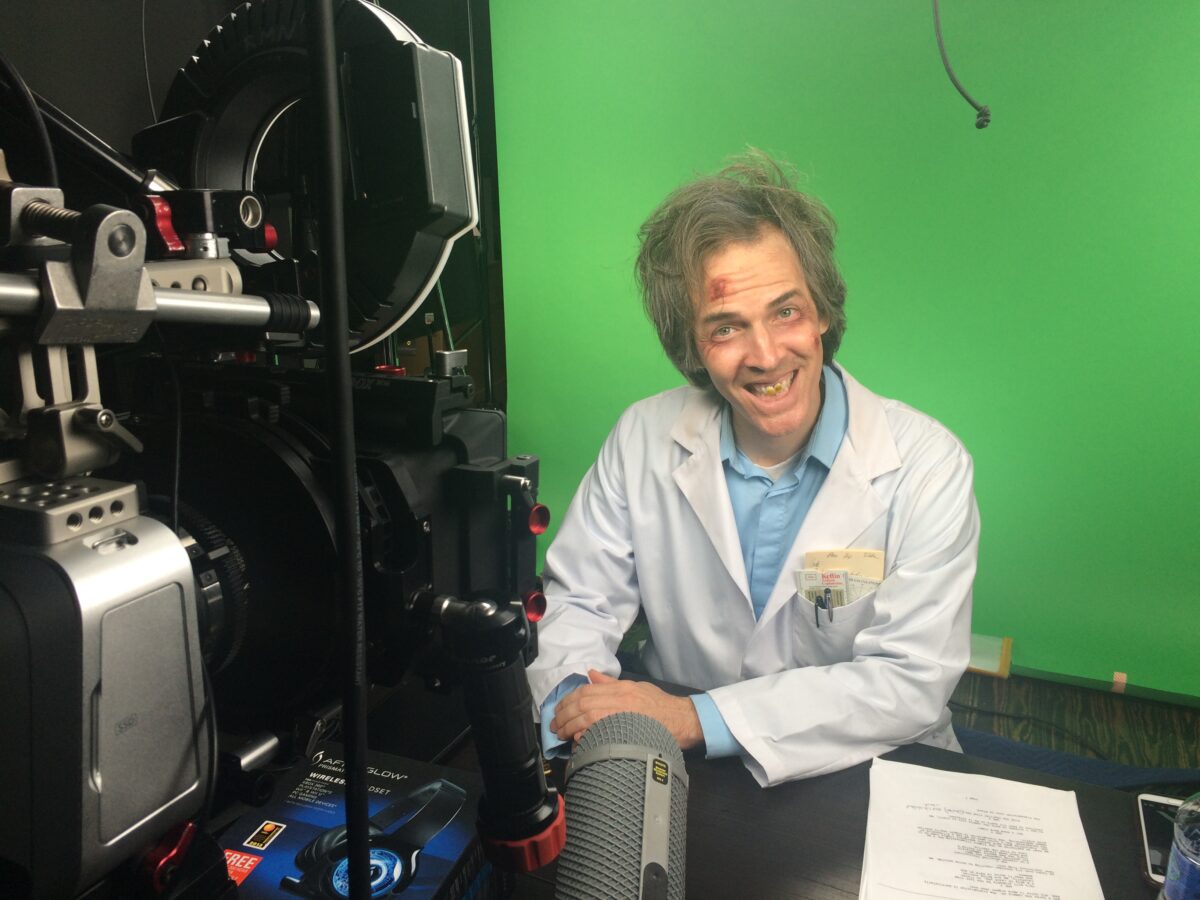 Behind the scenes on Cut To Create's video production shoot for Virtuix utilizing a green screen