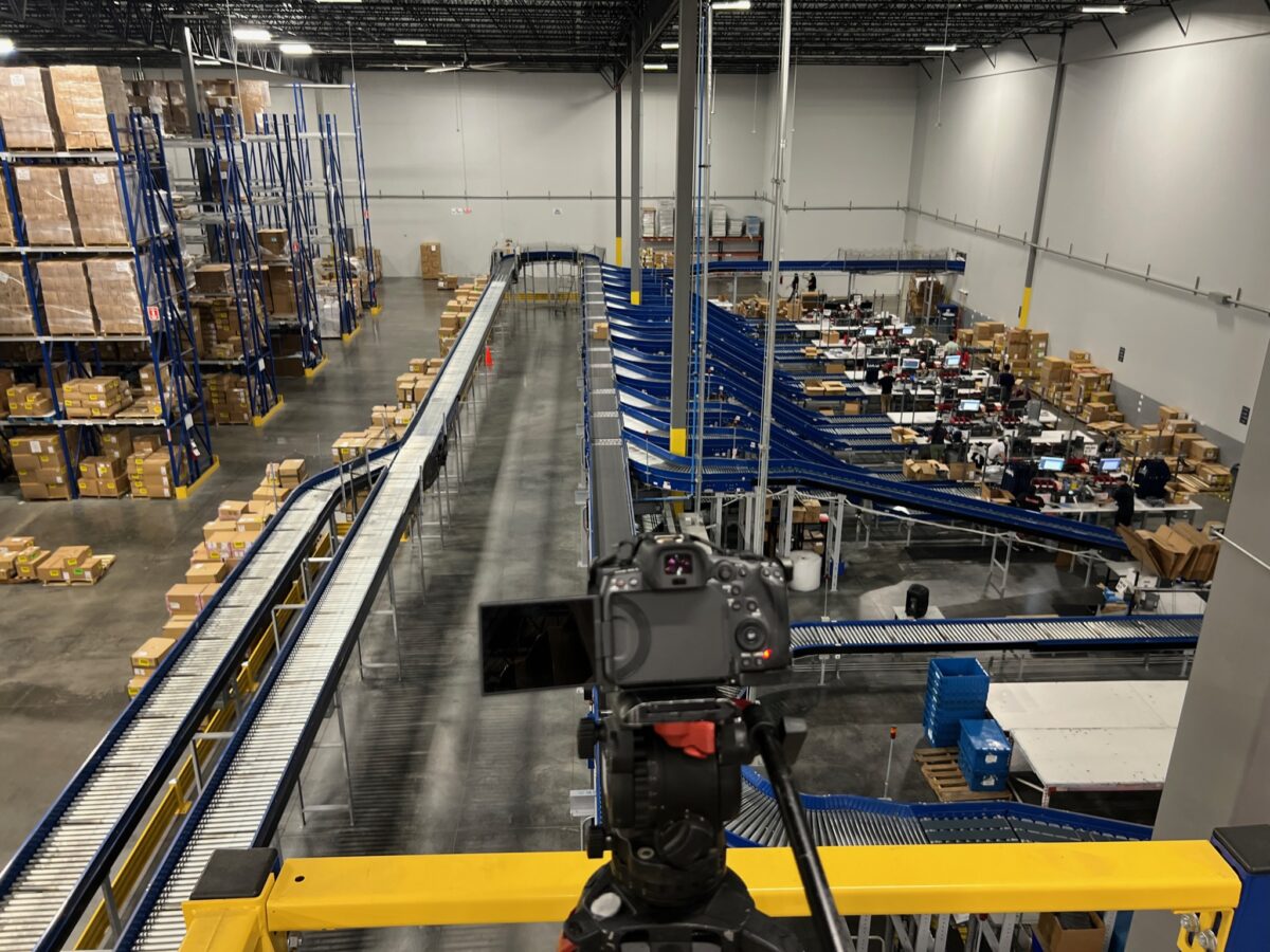Behind the scenes at Cut to Create's video production shoot for Mitsubishi Logisnext featuring the Dallas Cowboys and how they use Jungheinrich and Cat Lift Trucks.