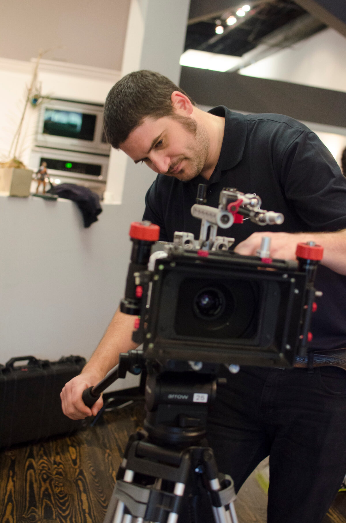 Behind the scenes on Cut To Create's video production shoot for Virtuix utilizing a green screen