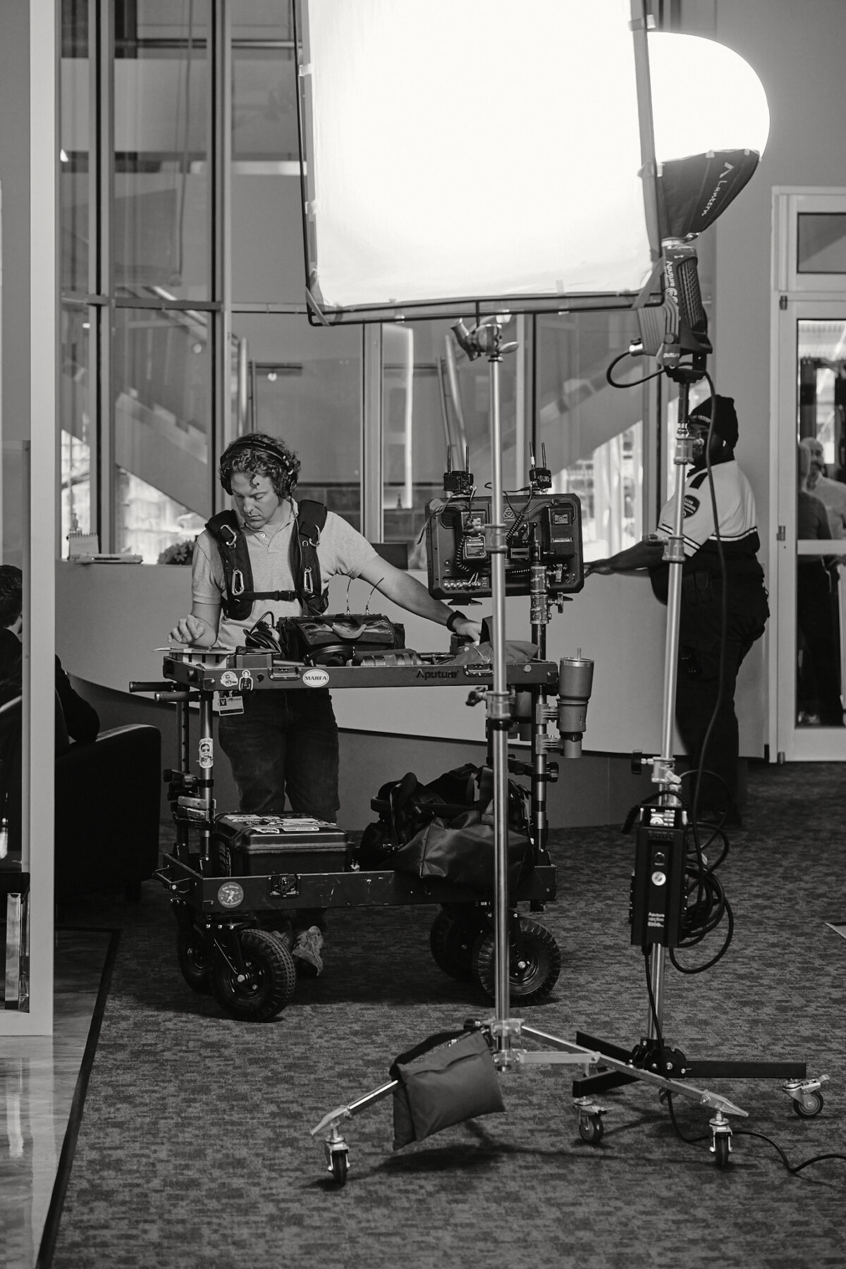 Behind the scenes at Cut To Create's video production shoot in Marengo, IL and Houston, TX for Mitsubishi Logisnext and UniCarriers.