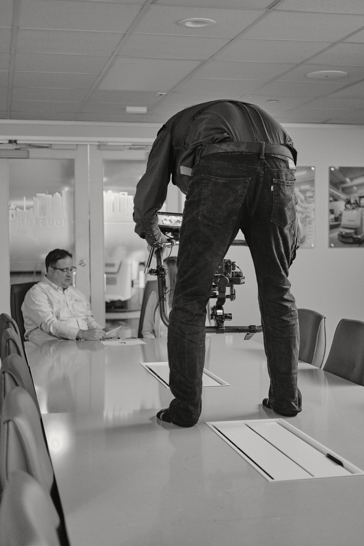 Behind the scenes at Cut To Create's video production shoot in Marengo, IL and Houston, TX for Mitsubishi Logisnext and UniCarriers.