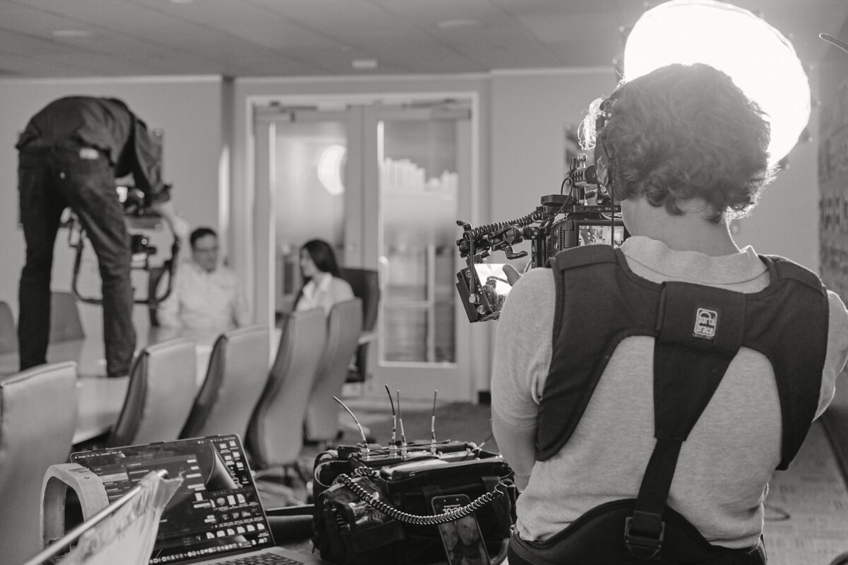 Behind the scenes at Cut To Create's video production shoot in Marengo, IL and Houston, TX for Mitsubishi Logisnext and UniCarriers.