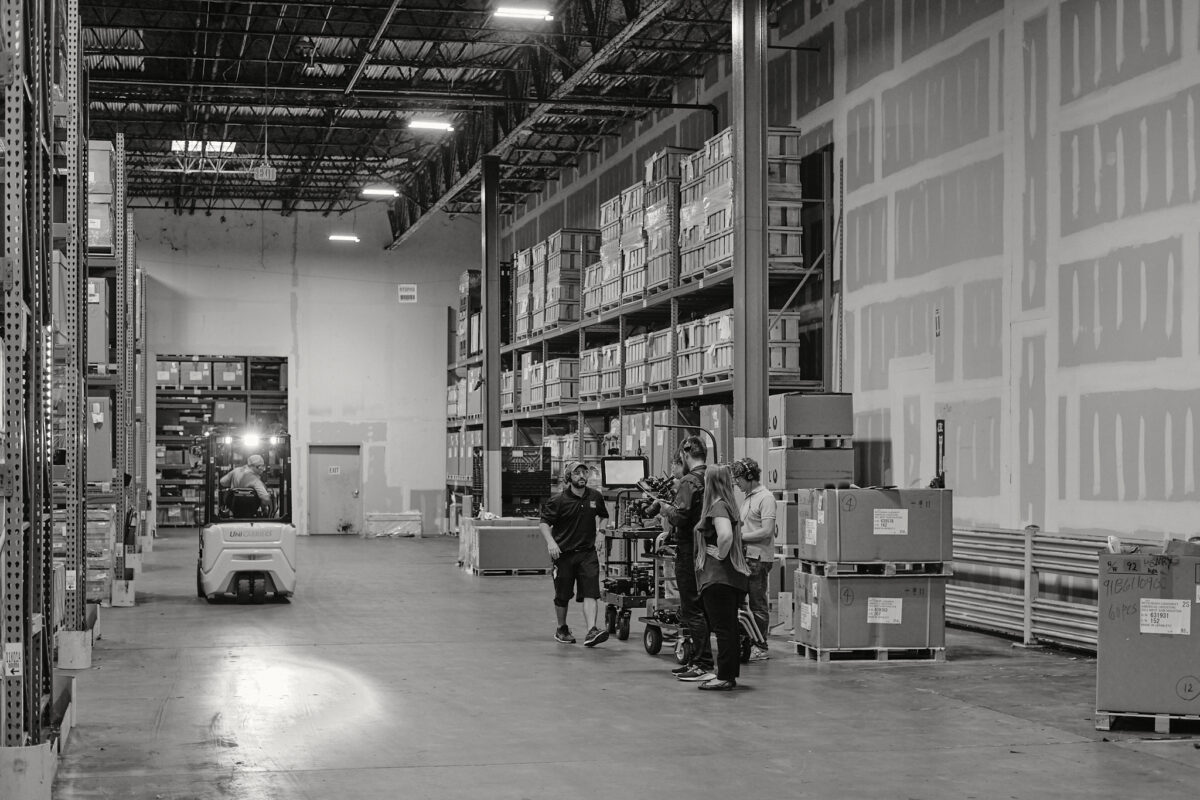 Behind the scenes at Cut To Create's video production shoot in Marengo, IL and Houston, TX for Mitsubishi Logisnext and UniCarriers.