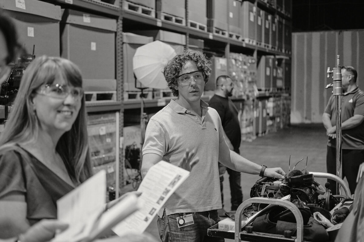 Behind the scenes at Cut To Create's video production shoot in Marengo, IL and Houston, TX for Mitsubishi Logisnext and UniCarriers.