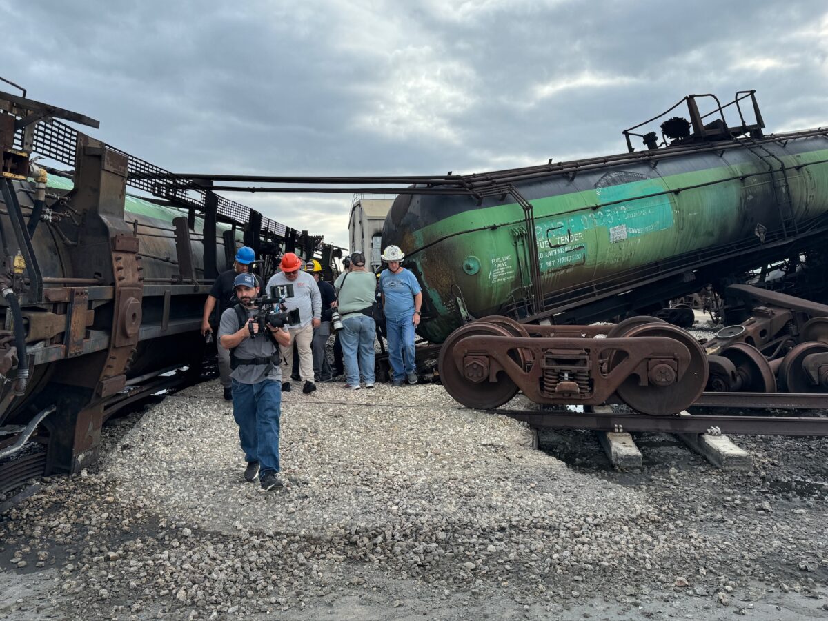 Behind the scenes at our video production shoot for CPKC at the TEEZ training facility in Bryan, TX