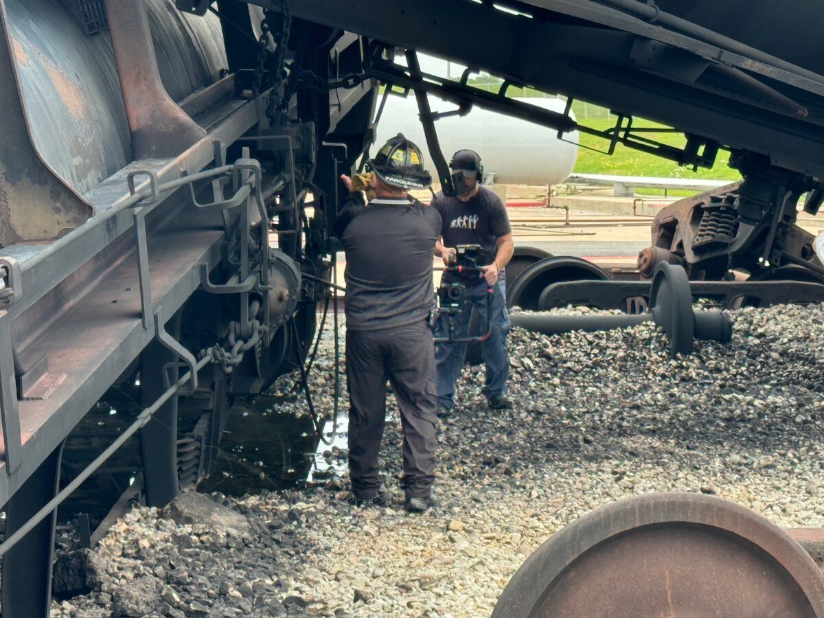 Behind the scenes at our video production shoot for CPKC at the TEEZ training facility in Bryan, TX