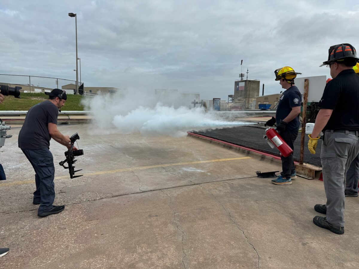 Behind the scenes at our video production shoot for CPKC at the TEEZ training facility in Bryan, TX