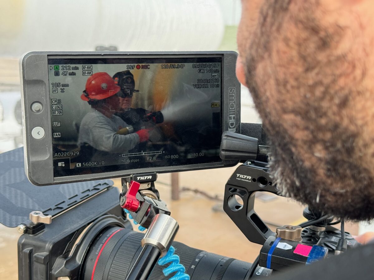 Behind the scenes at our video production shoot for CPKC at the TEEZ training facility in Bryan, TX