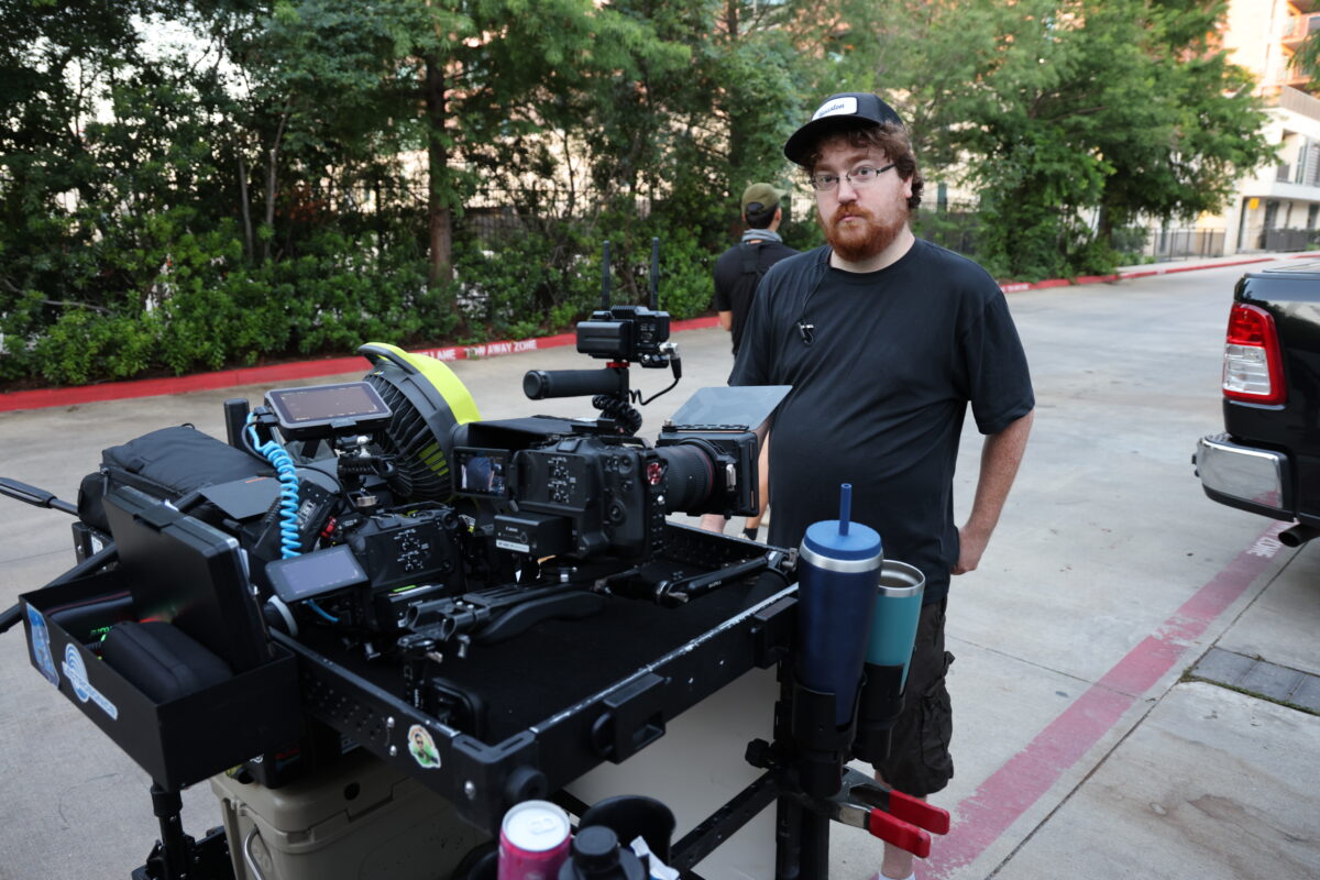 Gaffer, James Marett, standing by as Cut To Create's preps gear for our WaterWipes Clean Team Project