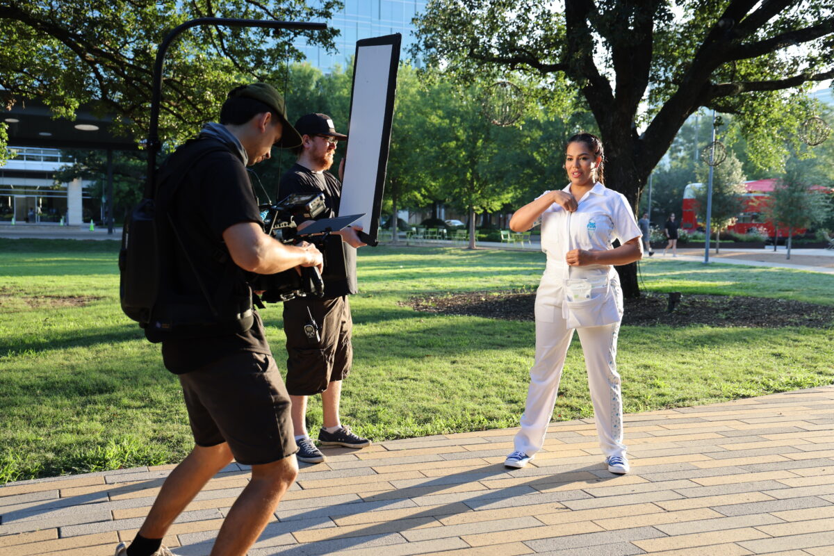 Esteban Valencia and James Marett capture footage of the WaterWipes Clean Team