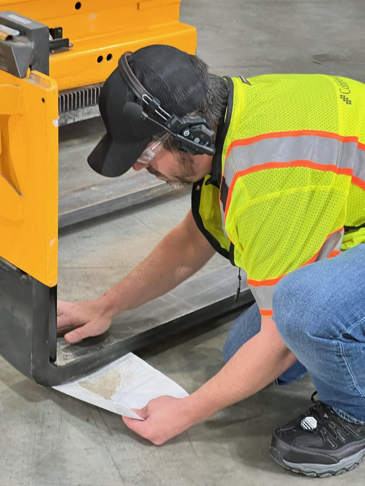 Behind the scenes for a video production shoot for Mitsubishi Logisnext featuring their Jungheinrich Turret Truck