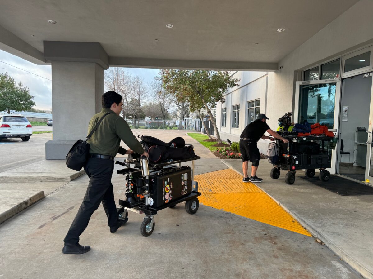 Behind the scenes at Cut To Create's video production shoot in Marengo, IL and Houston, TX for Mitsubishi Logisnext and UniCarriers.