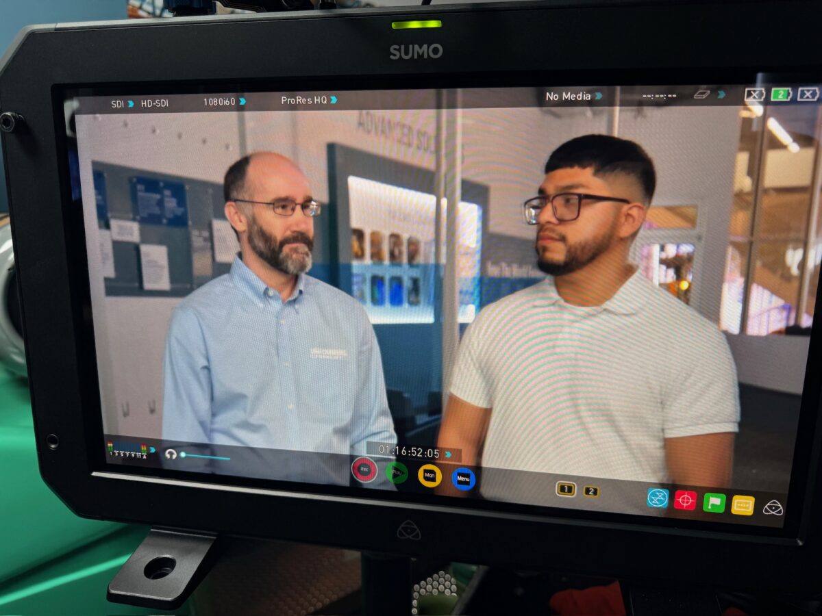 Behind the scenes at Cut To Create's video production shoot in Marengo, IL and Houston, TX for Mitsubishi Logisnext and UniCarriers.