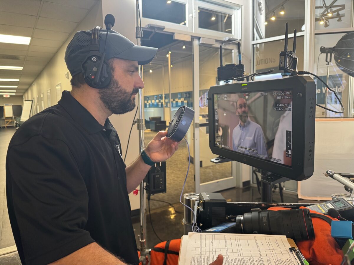 Behind the scenes at Cut To Create's video production shoot in Marengo, IL and Houston, TX for Mitsubishi Logisnext and UniCarriers.