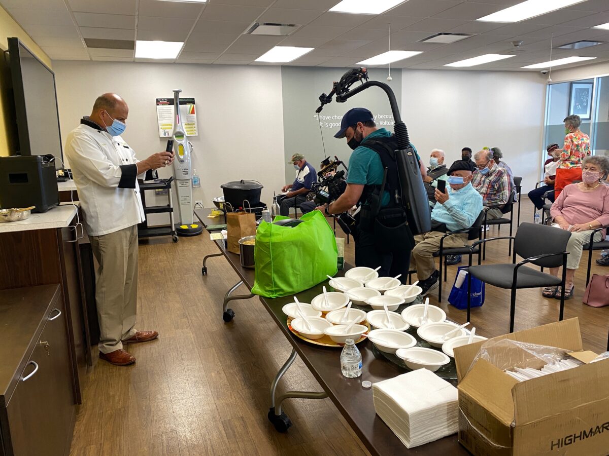 Behind the scenes from a video production shoot for Katie Couric Media and Humana in New Orleans, LA