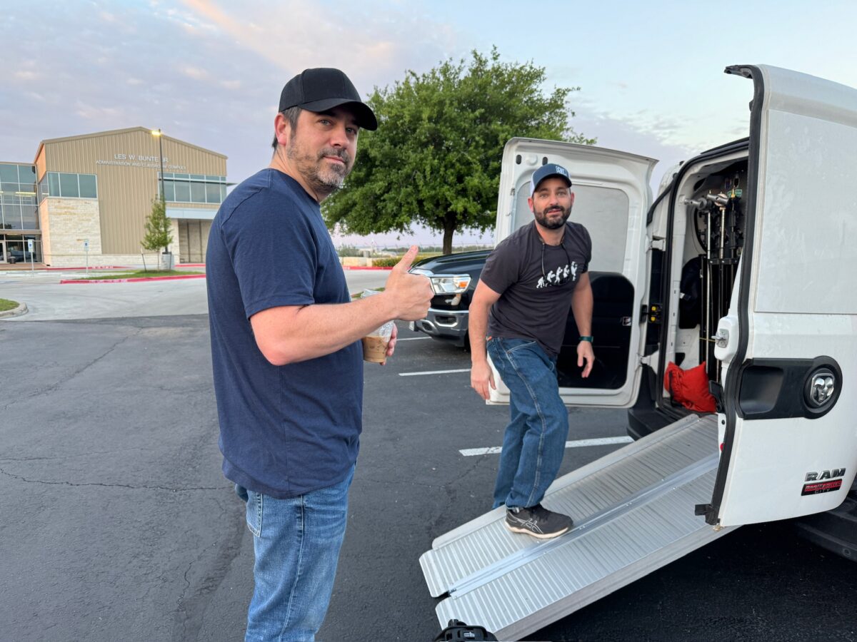 Behind the scenes at our video production shoot for CPKC at the TEEZ training facility in Bryan, TX