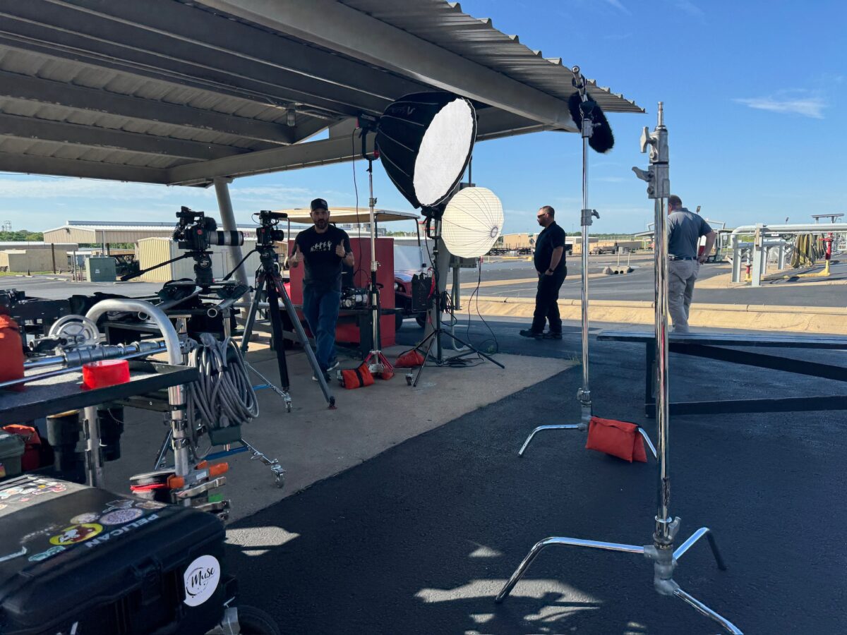 Behind the scenes at our video production shoot for CPKC at the TEEZ training facility in Bryan, TX