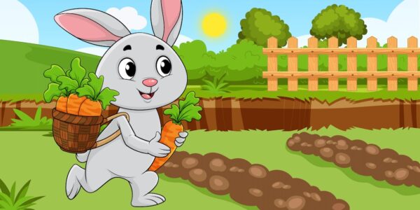 An adorable bunny packages carrots and runs off to deliver them, like a completed video production project. Corporate Video Production Company Based in Houston Texas