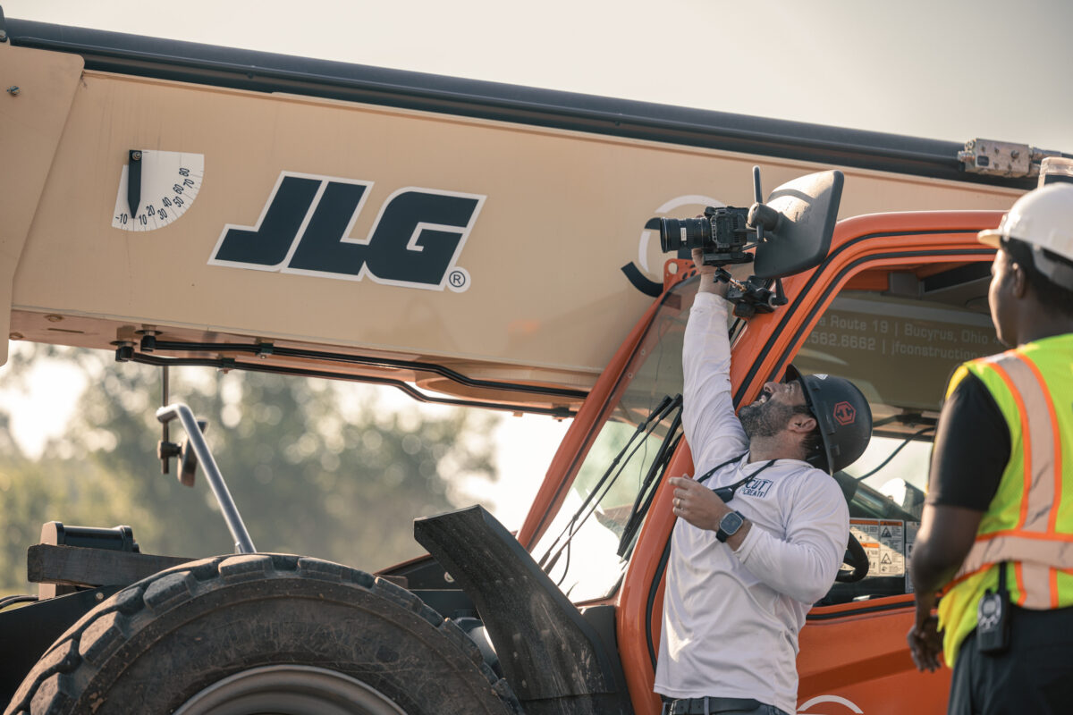 Zach Jankovic filming for a video production shoot in Lexington, Ohio for BlueScope