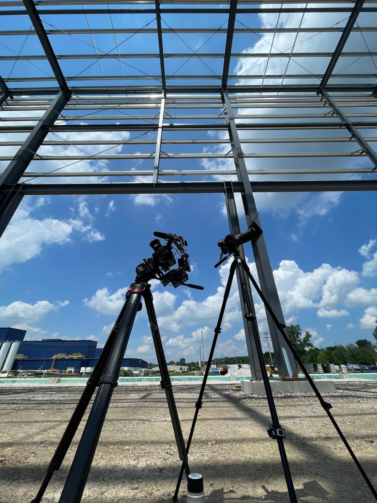 Dueling cameras on a video production shoot in Lexington, Ohio for BlueScope
