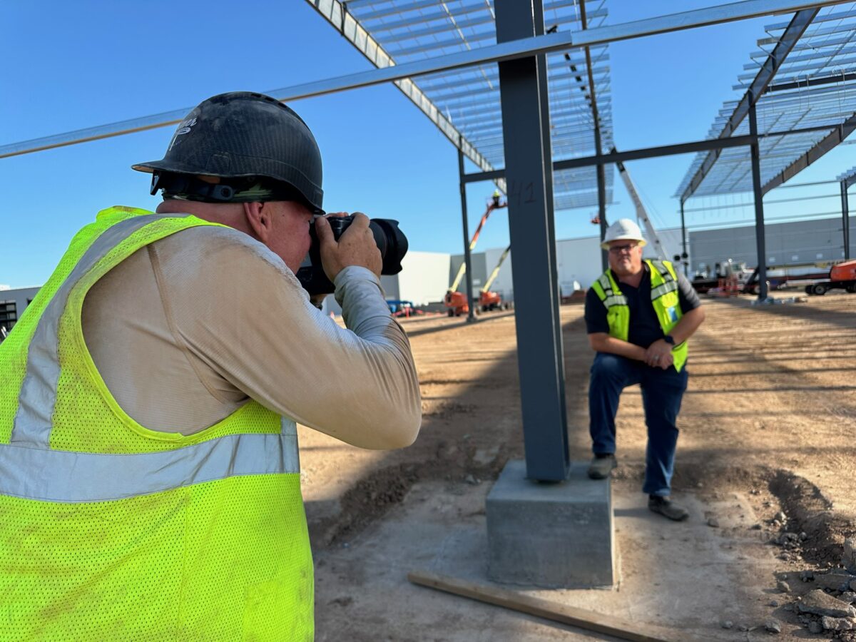 Jason Risner filming on location in Glendale, Arizona for BlueScope North America