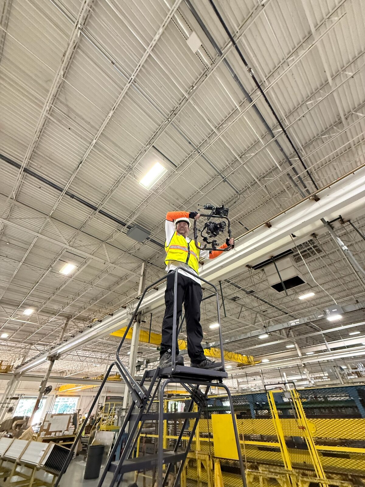 Scott Marett setting up a time lapse in Jackson Tennessee for BlueScope North America