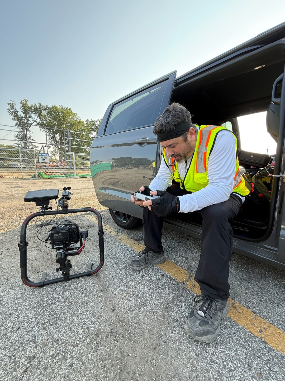 Scott Marett filming on location in Glendale, Arizona for BlueScope North America