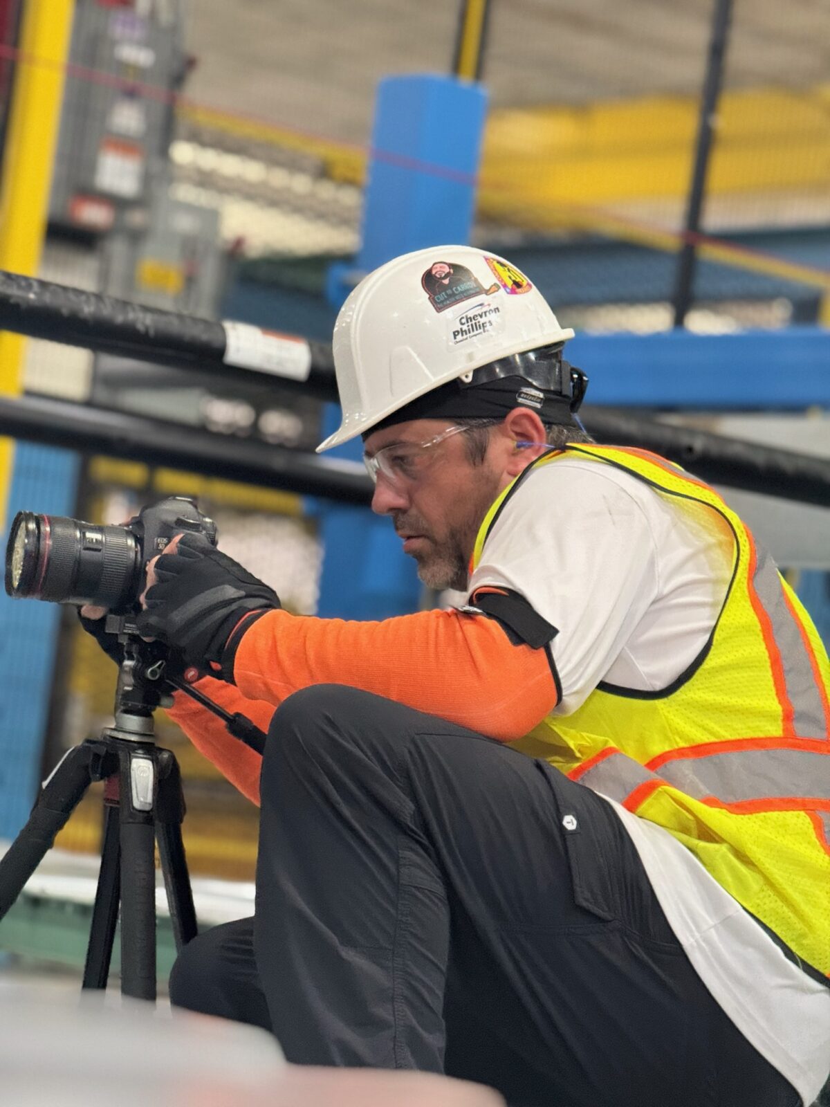 Scott Marett setting up a time lapse in Jackson Tennessee for BlueScope North America