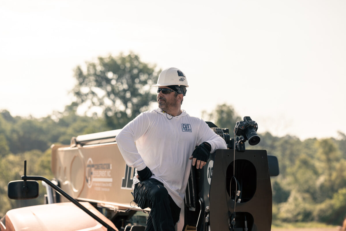 Scott Marett filming for a video production shoot in Lexington, Ohio for BlueScope