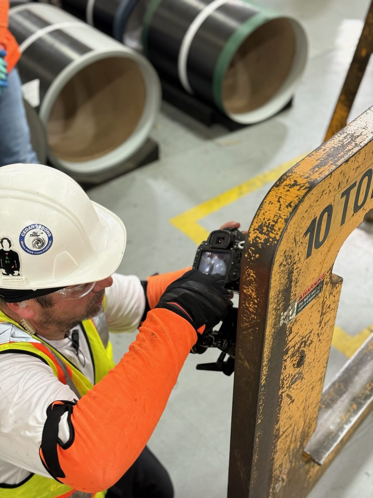 Scott Marett setting up a time lapse in Jackson Tennessee for BlueScope North America