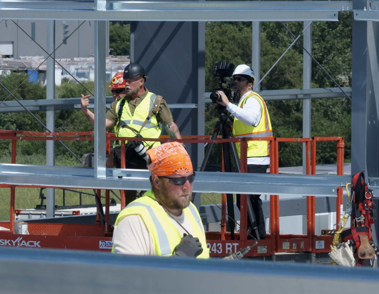 Scott Marett and Jason Risner filming on location in Euclid, OH for BlueScope North America